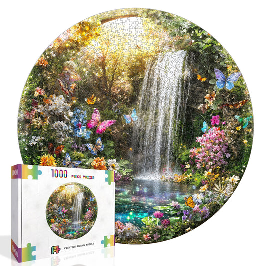 Butterflies and Waterfalls 1000-Piece Cardboard Jigsaw Puzzle
