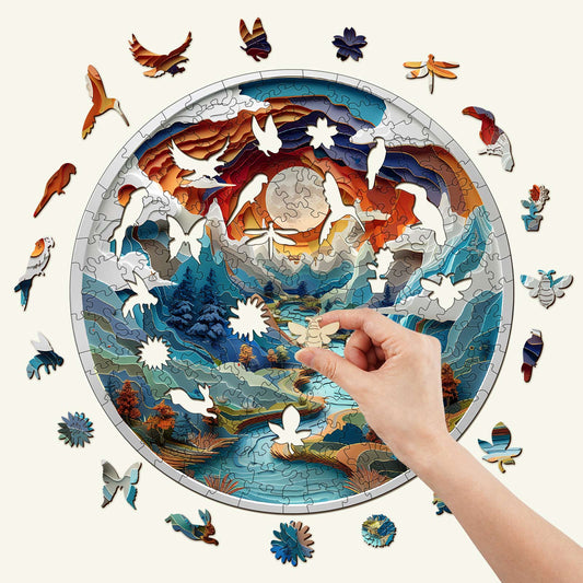 Whimsical Wooden Jigsaw Puzzle- 3d vision Inside The Cave-3