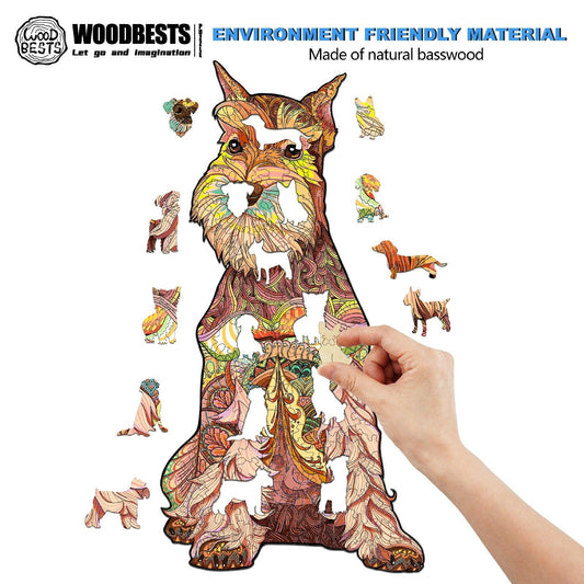 Whimsical Wooden Jigsaw Puzzle- Schnauzer