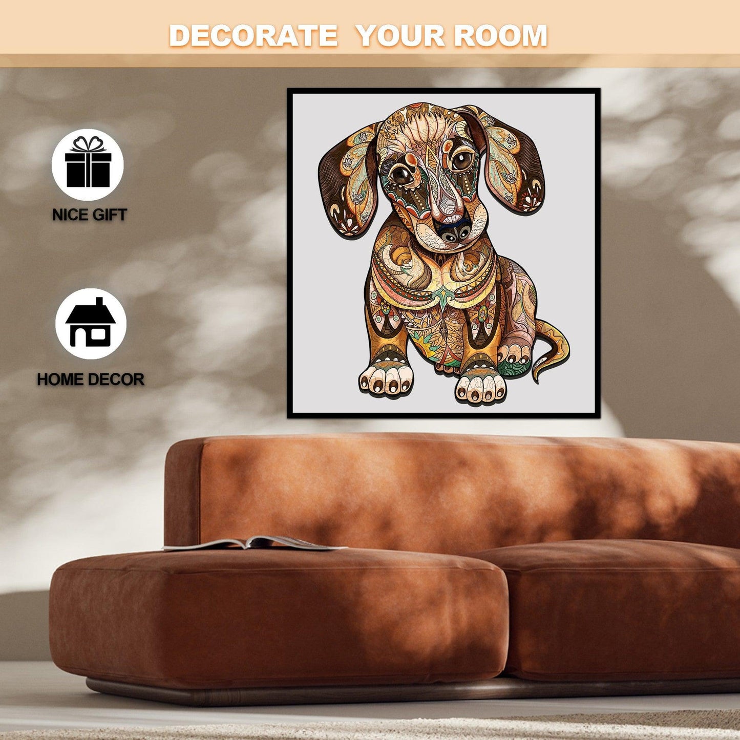 Whimsical Wooden Jigsaw Puzzle-DACHSHUND