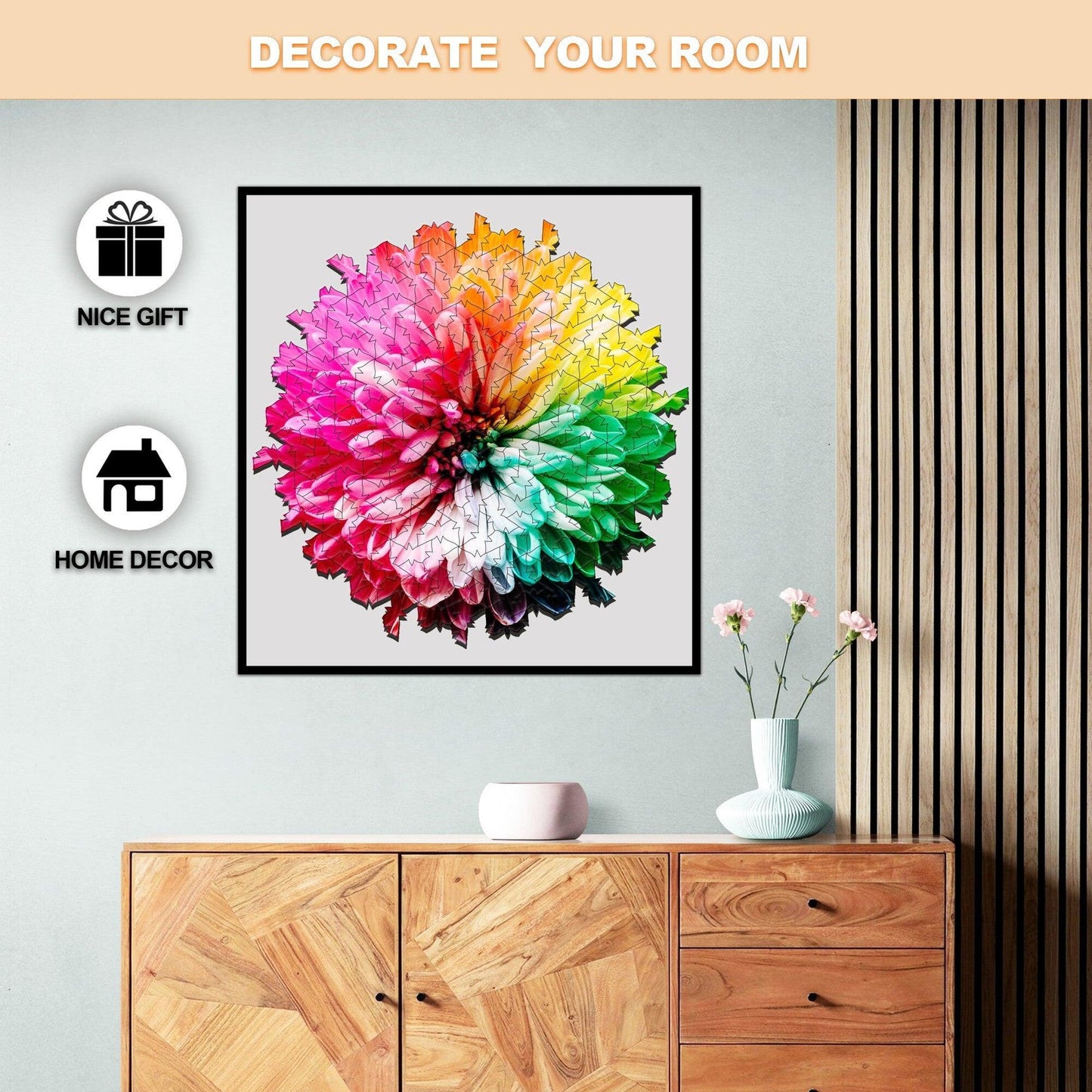 Whimsical Wooden Jigsaw Puzzle-BLOOMING FLOWERS