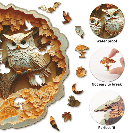 Whimsical Wooden Jigsaw Puzzle- Parent Child Owl