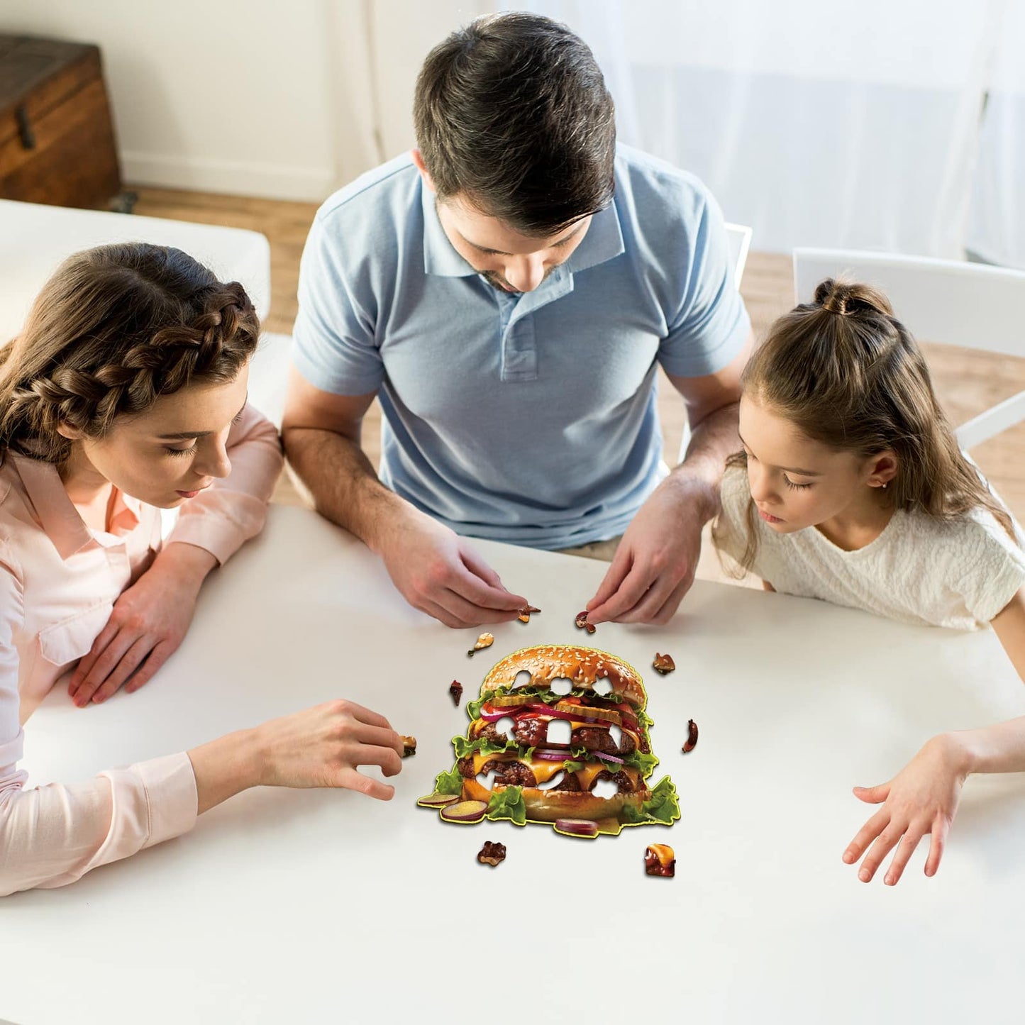 Whimsical Wooden Jigsaw Puzzle - Hamburger - pickApuzzle