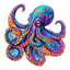 Skurriles Holz-Puzzle – Bunter Oktopus