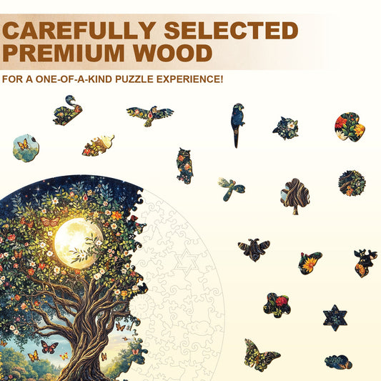 Whimsical Wooden Jigsaw Puzzle- Bohemian Tree of Life
