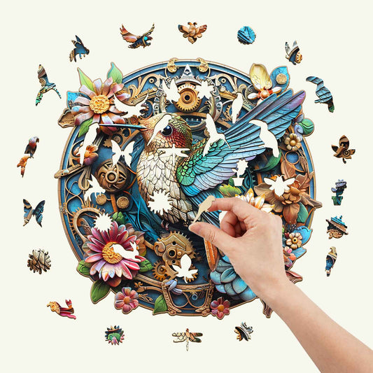 Whimsical Wooden Jigsaw Puzzle- Graceful hummingbird-2