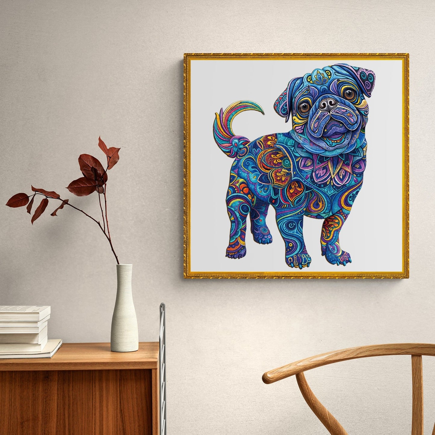 Whimsical Wooden Jigsaw Puzzle - Cute Pug 2 - pickApuzzle
