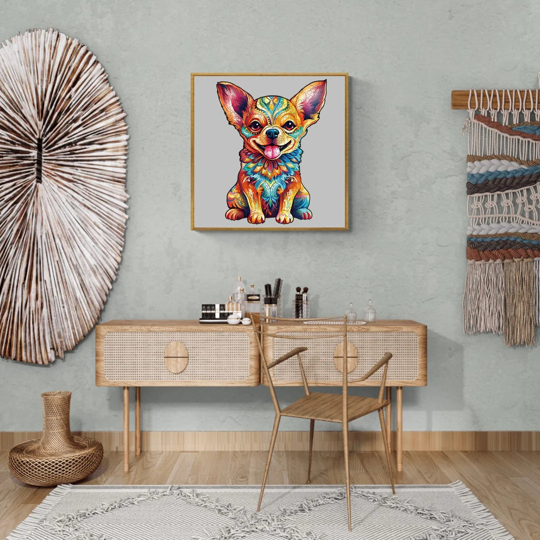 Whimsical Wooden Jigsaw Puzzle- Cute Chihuahua