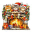 Whimsical Wooden Jigsaw Puzzle- fireplace kitten
