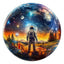 Whimsical Wooden Jigsaw Puzzle- Crystal Ball Astronaut