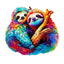 Whimsical Wooden Jigsaw Puzzle-sloth couple