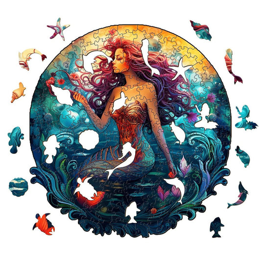 Whimsical Wooden Jigsaw Puzzle- Aqua Woman