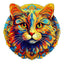 Whimsical Wooden Jigsaw Puzzle- colorful cat