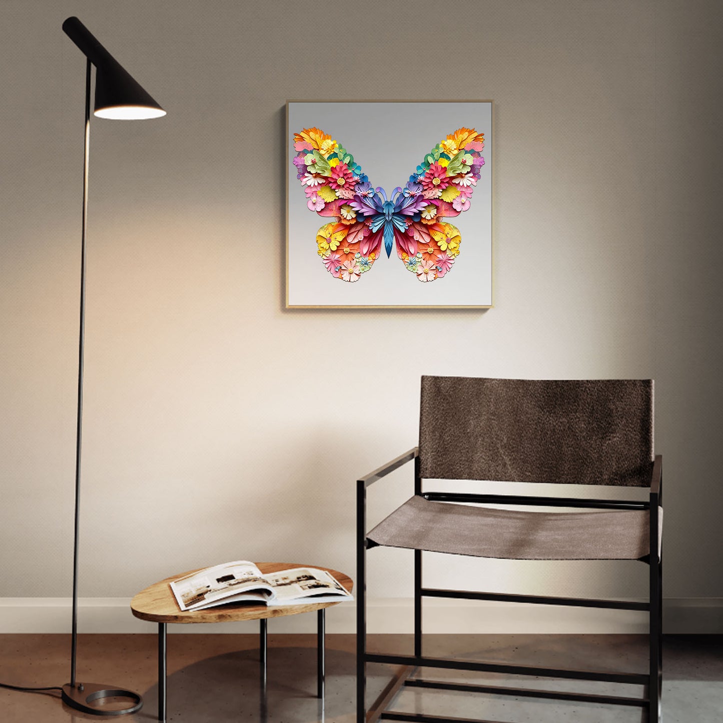 Verspieltes Holzpuzzle – Bunter 3D-Schmetterling