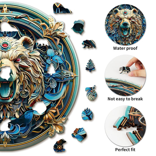 Whimsical Wooden Jigsaw Puzzle - Angry Bear - pickApuzzle