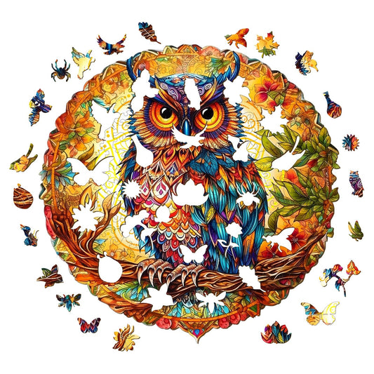 Whimsical Wooden Jigsaw Puzzle- Charming Owl