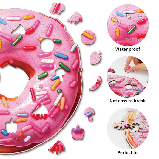 Engaging Wooden Jigsaw Puzzle - Doughnut - pickApuzzle