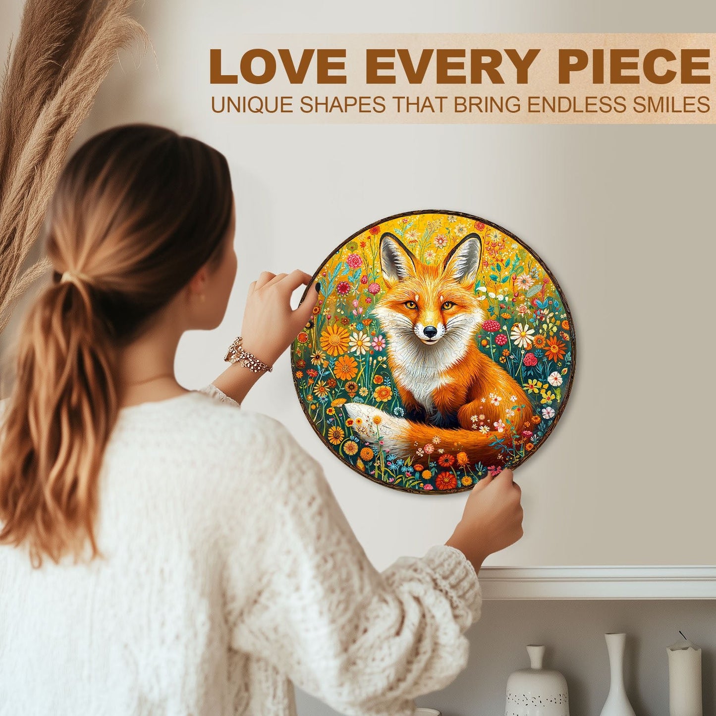 Whimsical Wooden Jigsaw Puzzle - Fantasy Garden Guardian - Fox - pickApuzzle