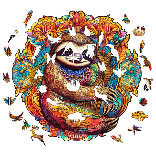 Whimsical Wooden Jigsaw Puzzle-HAPPY SLOTH