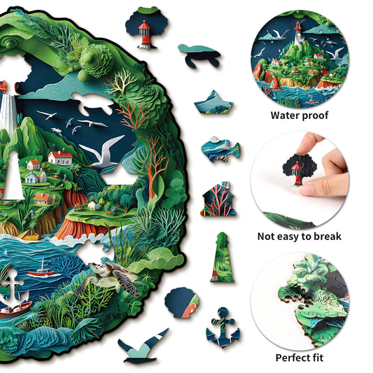 Puzzle en bois captivant - Ville portuaire