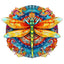 Whimsical Wooden Jigsaw Puzzle-MANDALA DRAGONFLY