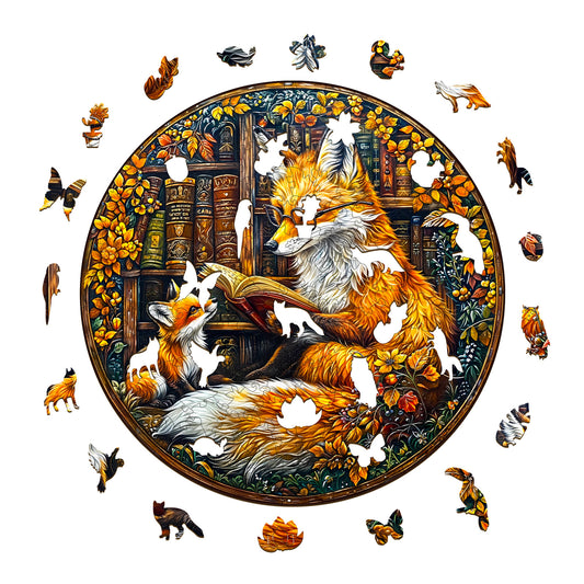 Whimsical Wooden Jigsaw Puzzle-Mother Fox Storytime-3