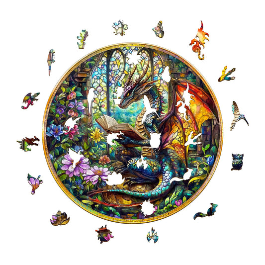 Whimsical Wooden Jigsaw Puzzle-mysterious dragon