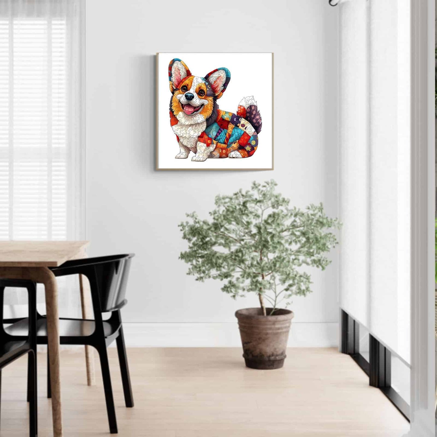 Whimsical Wooden Jigsaw Puzzle - Patchwork Corgi - pickApuzzle