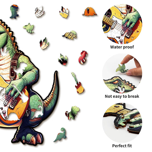 Whimsical Wooden Jigsaw Puzzle - Rock T - Rex - pickApuzzle