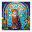 Whimsical Wooden Jigsaw Puzzle-Stained Glass cat