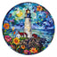 Whimsical Wooden Jigsaw Puzzle-Stained Glass Lighthouse 2