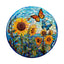 Whimsical Wooden Jigsaw Puzzle-Stained Glass Sunflower