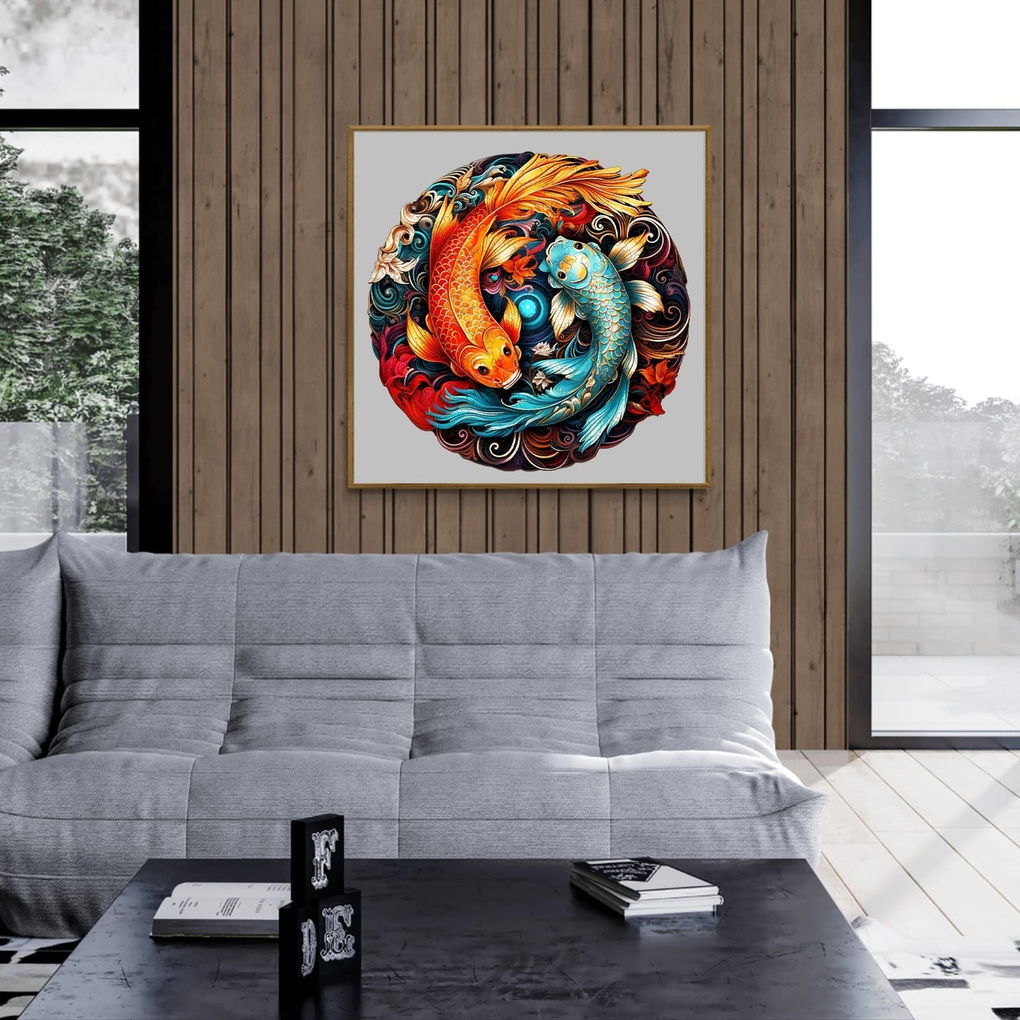 Verspieltes Holzpuzzle - YIN YANG FISCH