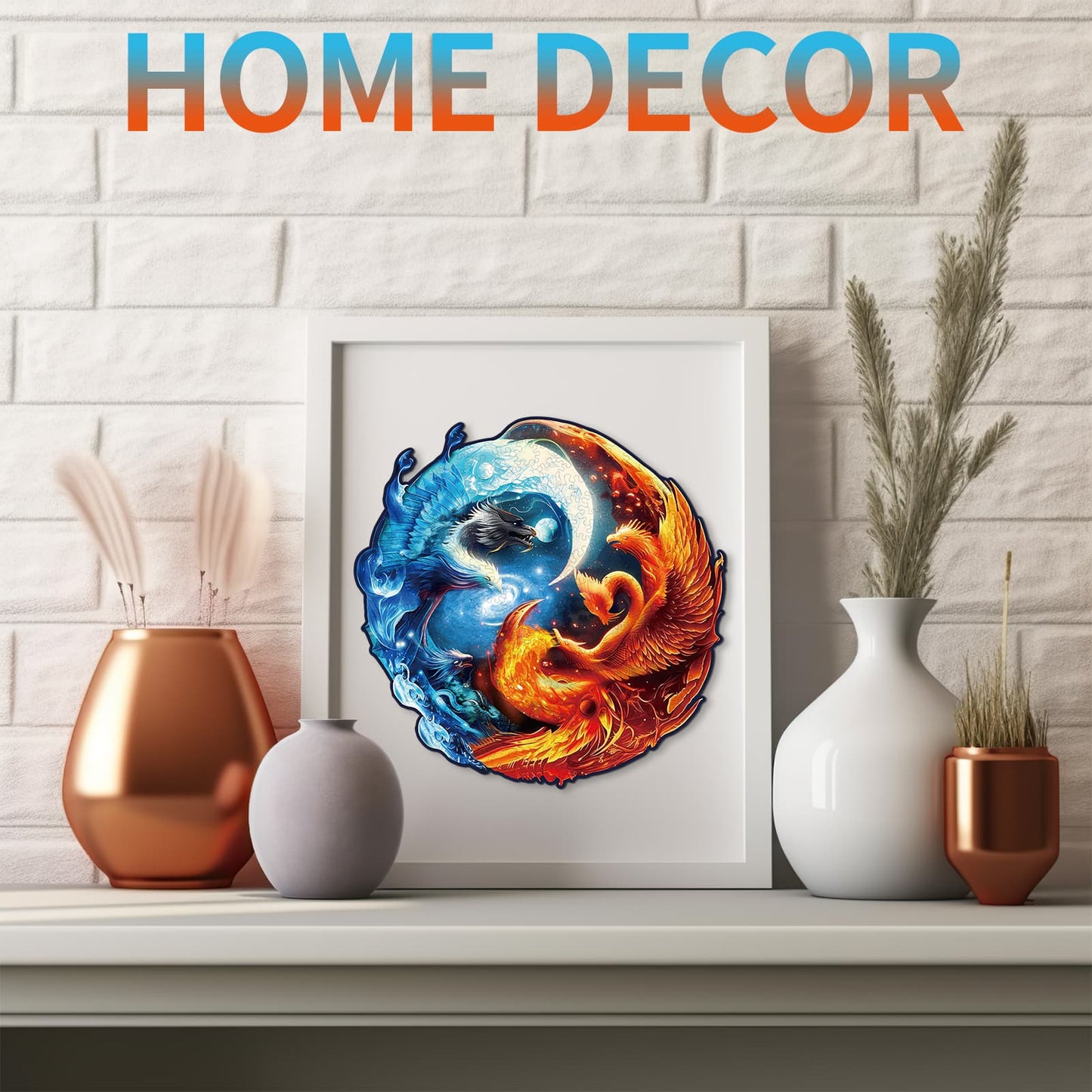 Verrücktes Holzpuzzle – Yin und Yang Drache und Phönix