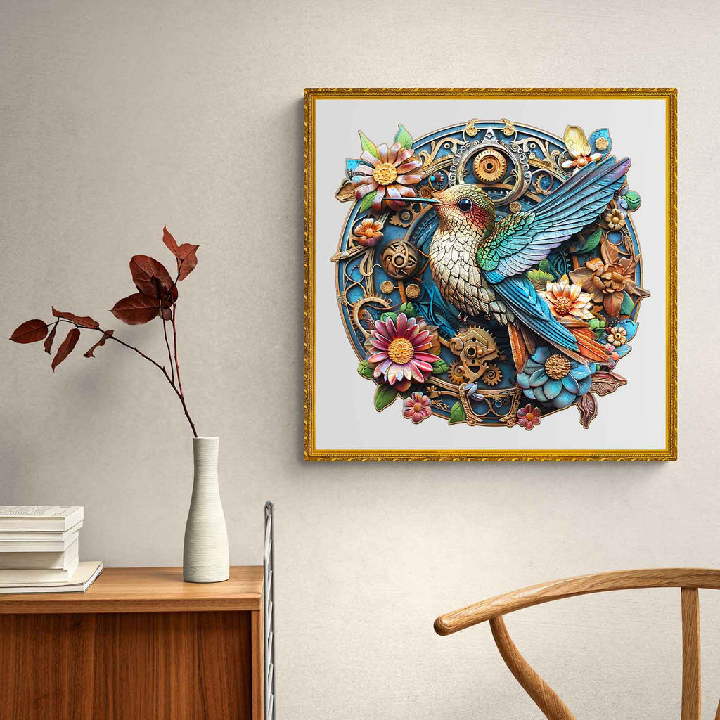 Whimsical Wooden Jigsaw Puzzle- Graceful hummingbird-2