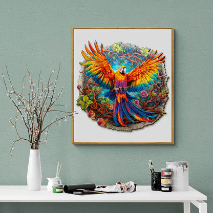 Whimsical Wooden Jigsaw Puzzle-Curious Parrot