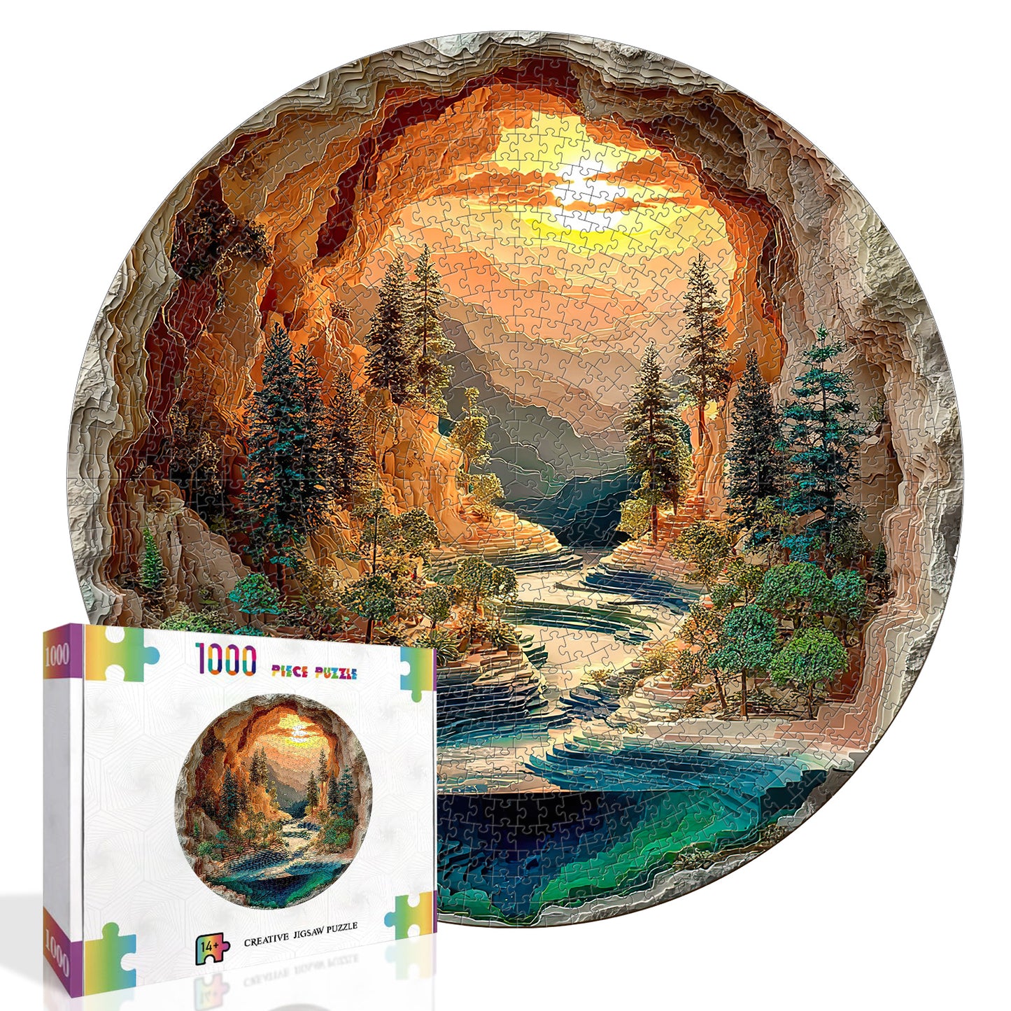 Sunlit Hidden Valley 1000-Piece Cardboard Jigsaw Puzzle