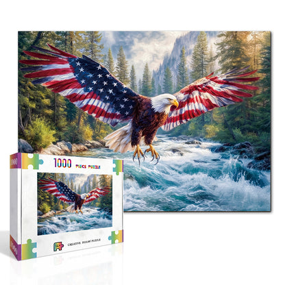 Flag Bald Eagle 2 - 1000-Piece Cardboard Jigsaw Puzzle