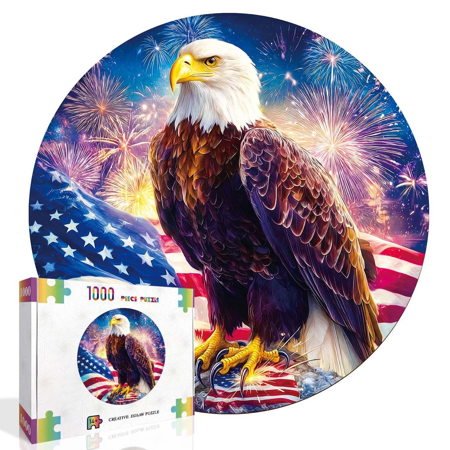 Bald Eagle Flag 1000-Piece Cardboard Jigsaw Puzzle