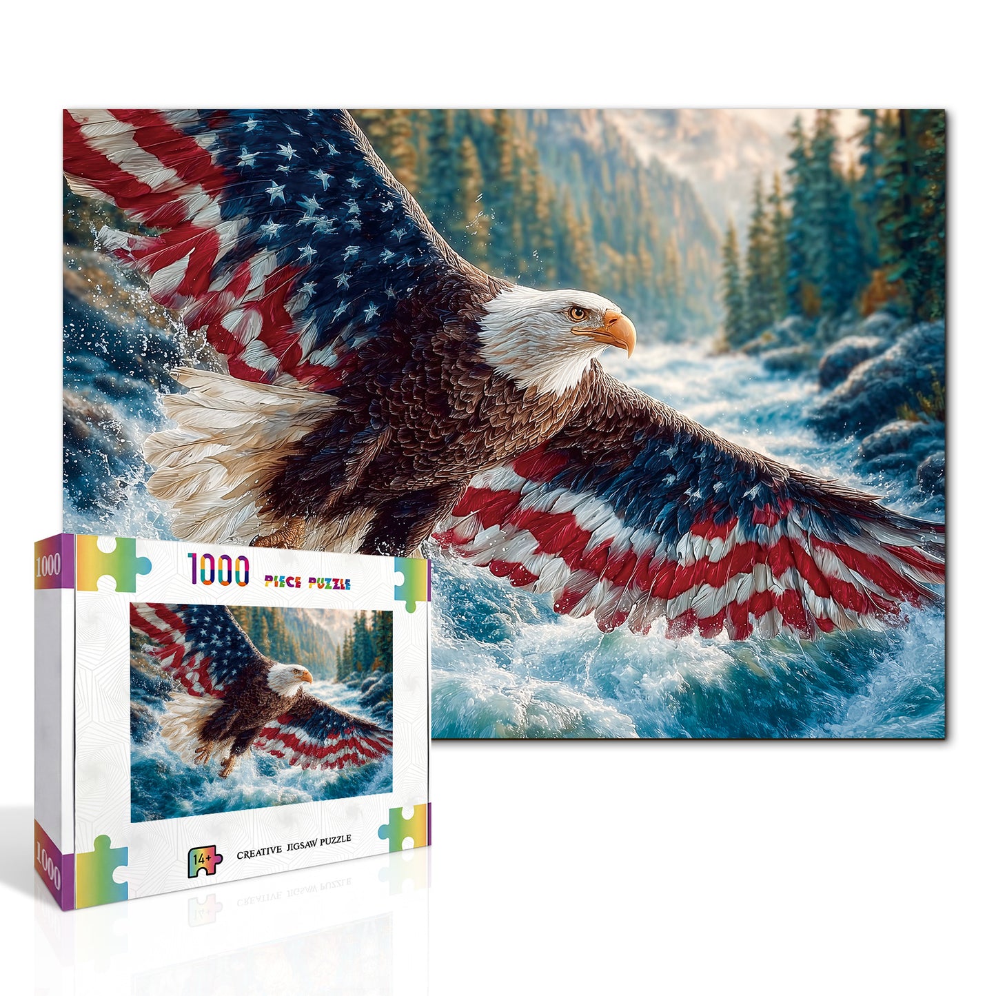 Flag Bald Eagle 1 - 1000-Piece Cardboard Jigsaw Puzzle