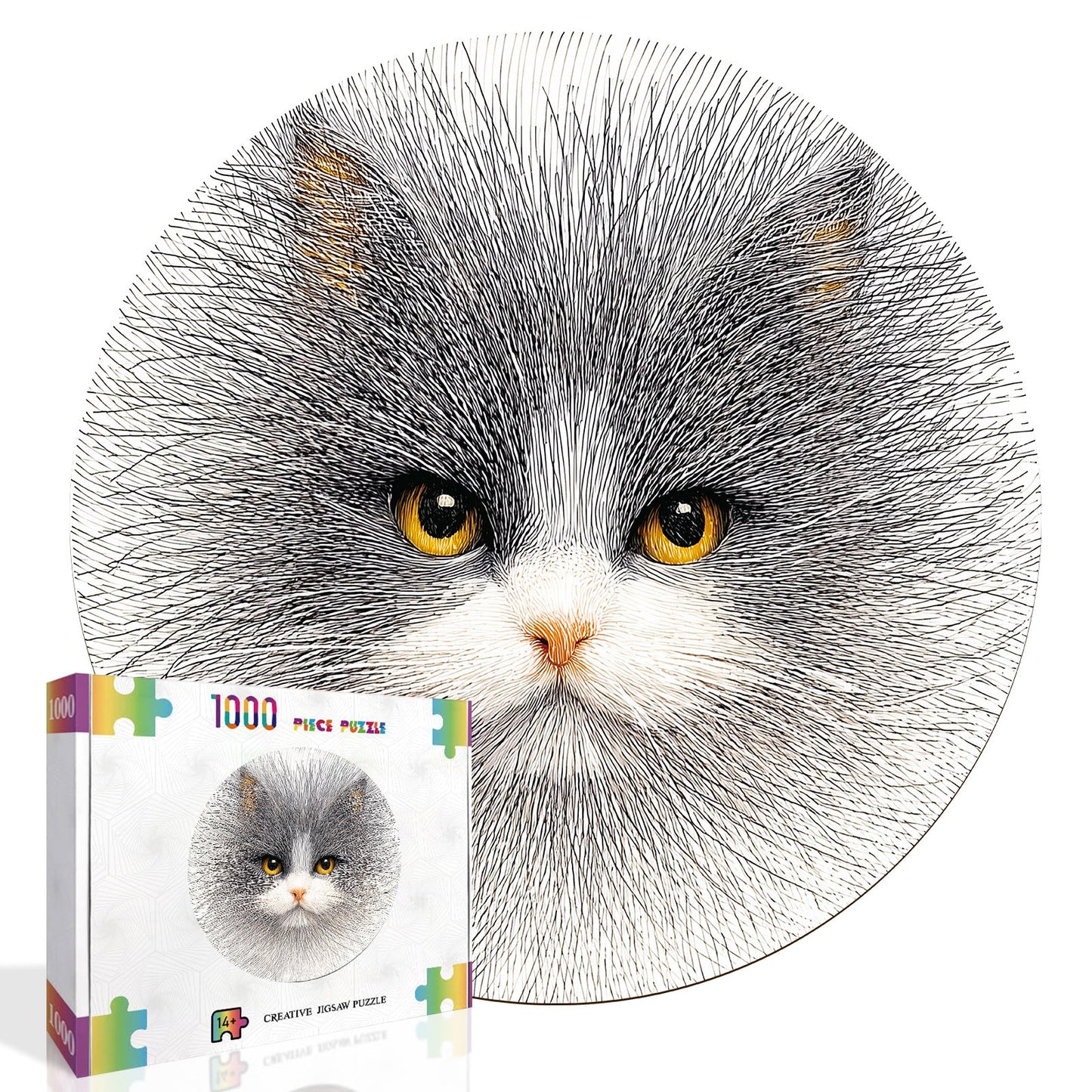 Line Cat 1000-Piece Cardboard Jigsaw Puzzle