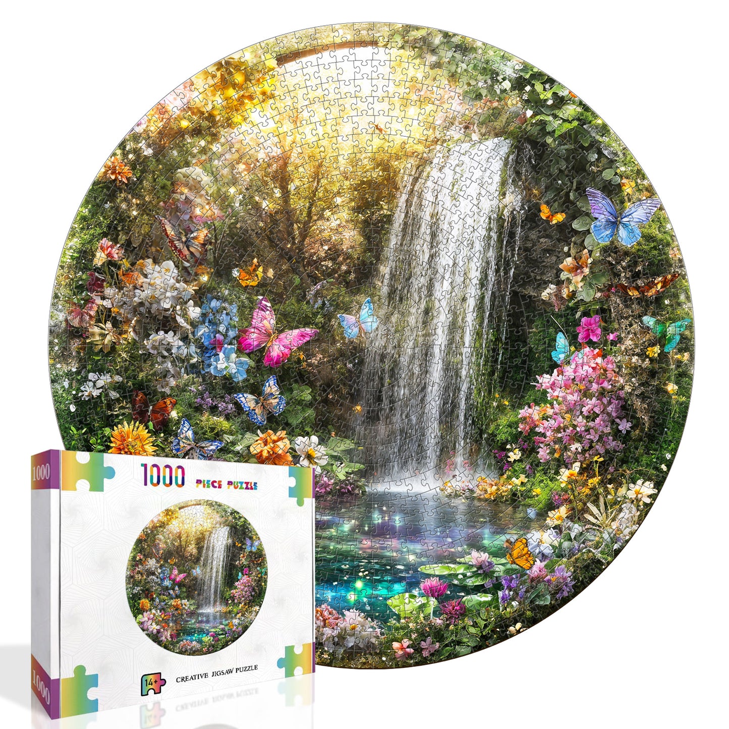 Butterflies and Waterfalls 1000-Piece Cardboard Jigsaw Puzzle