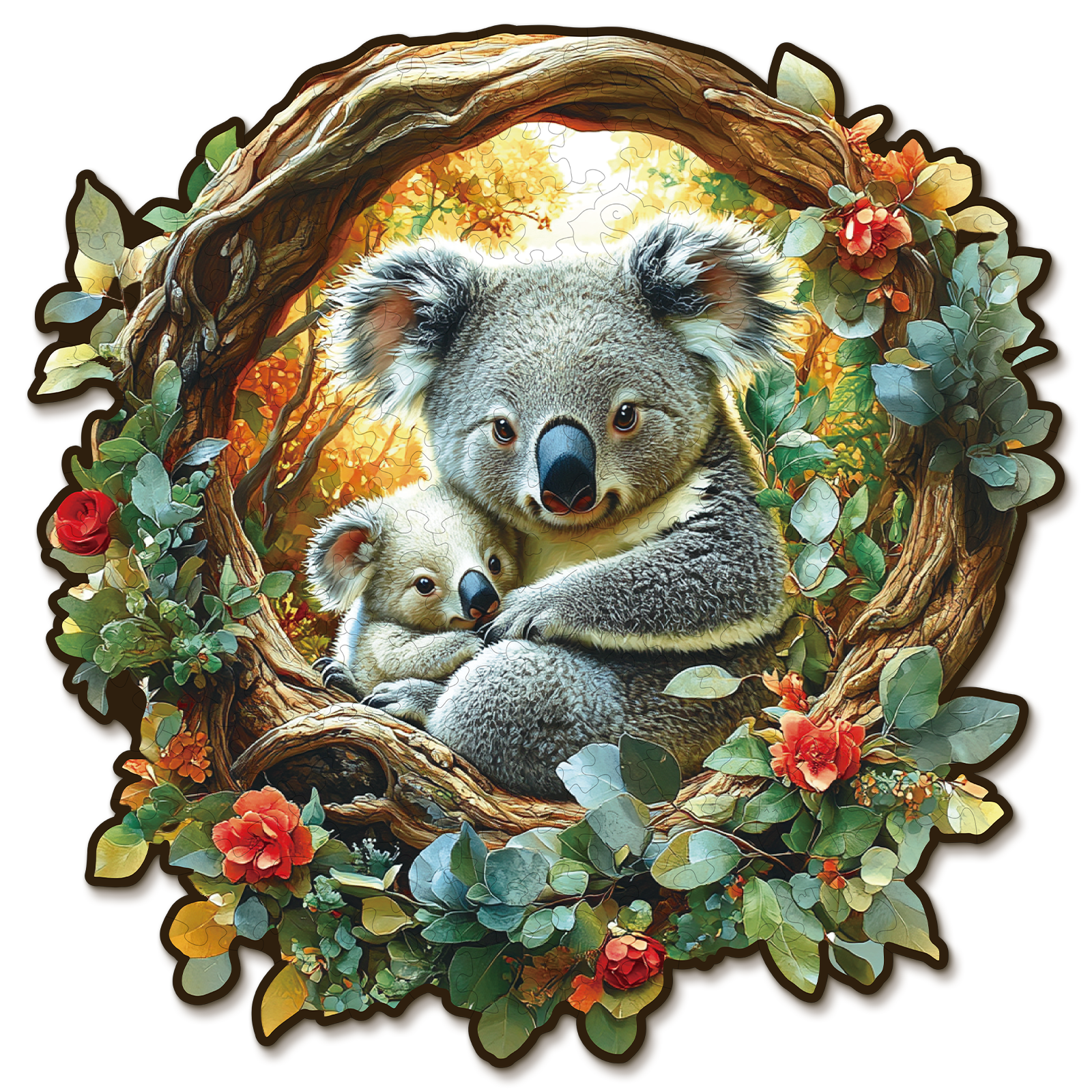 Whimsical Wooden Jigsaw Puzzle- Parent Child Koala Main image