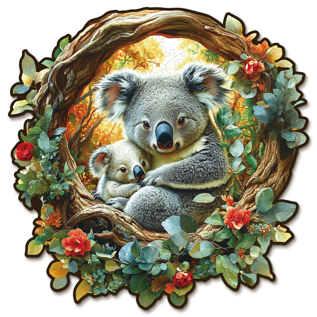Whimsical Wooden Jigsaw Puzzle- Parent Child Koala
