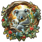 Whimsical Wooden Jigsaw Puzzle- Parent Child Koala