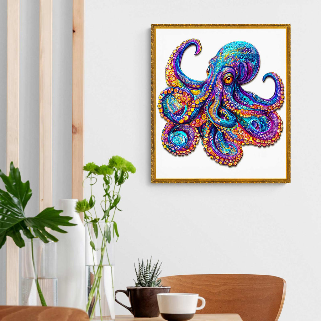 Whimsical Wooden Jigsaw Puzzle- Colorful Octopus