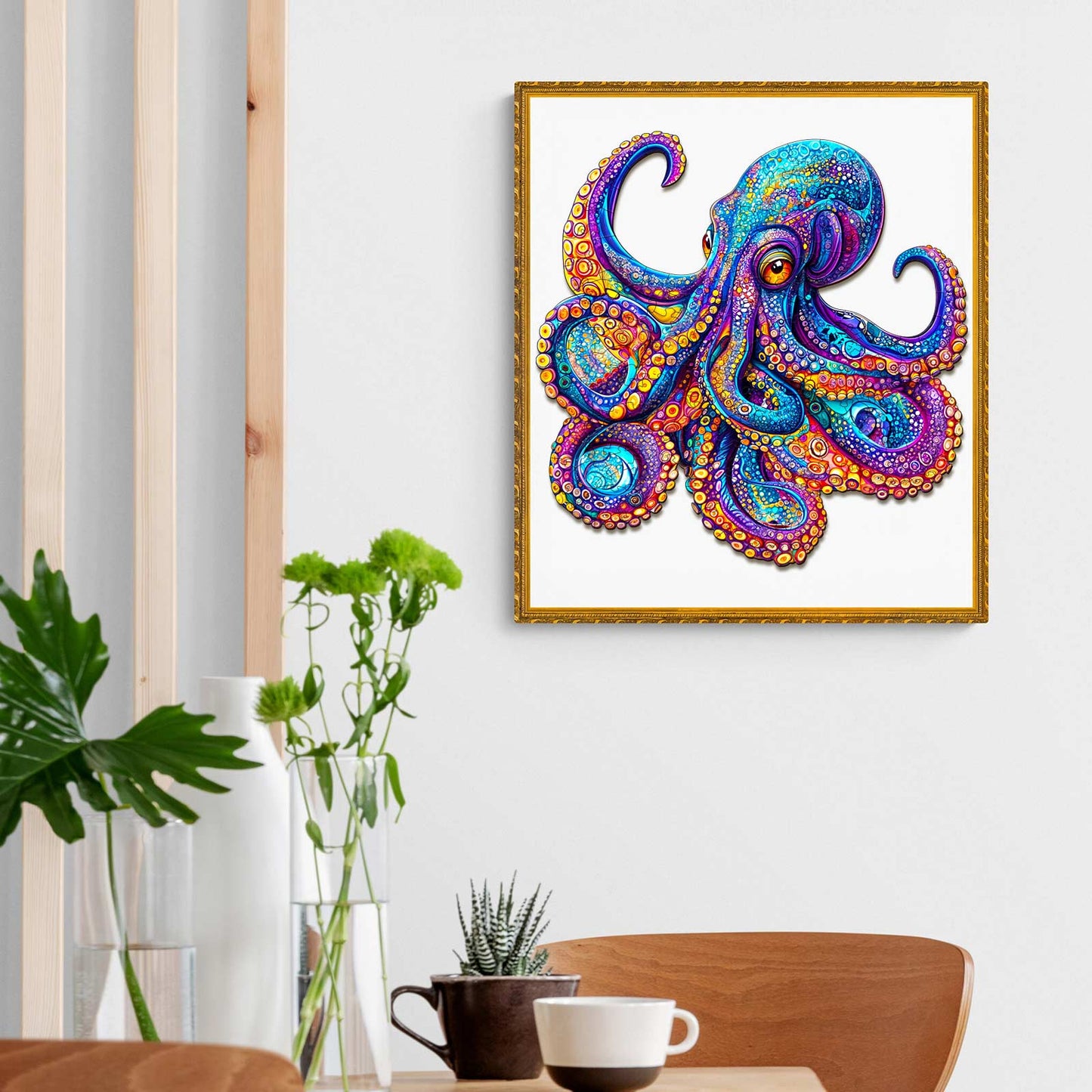 Skurriles Holz-Puzzle – Bunter Oktopus