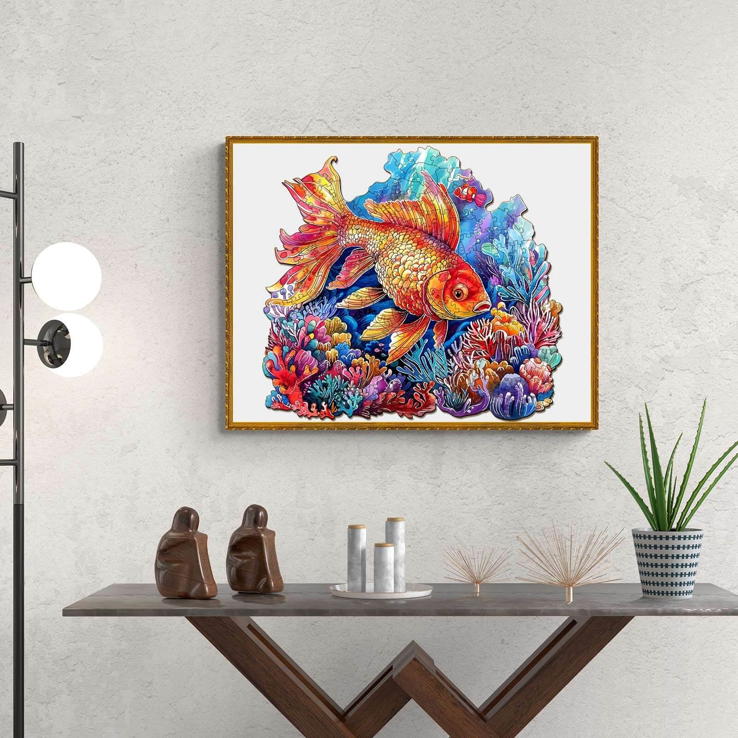 Launisches Holz-Puzzle - Wunderschöner Goldfisch