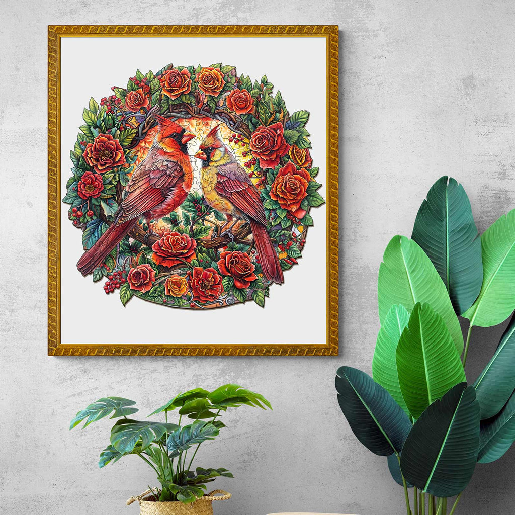 Whimsical Wooden Jigsaw Puzzle- Rose Cardinal