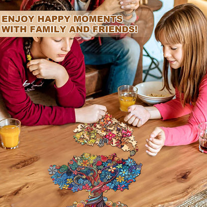 Verspieltes Holzpuzzle – die Farbe des Wachstums